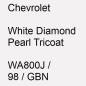 Preview: Chevrolet, White Diamond Pearl Tricoat, WA800J / 98 / GBN.